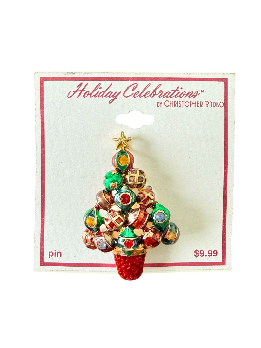 Vintage Christopher Radko Holiday Celebrations Christmas Ornament Tree Brooch